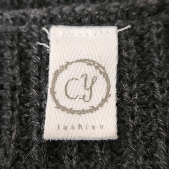 CY Fashions Black V Neck Sweater with Distressed Neckline and Hem Large (3559) - Picture 4 of 5